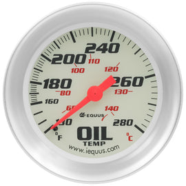 EQUUS E8443 2-5/8 Dia Oil Temp Gauge Silver  130-280