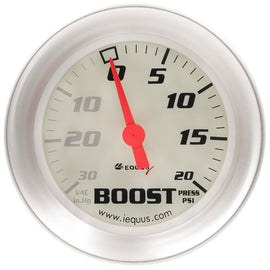 EQUUS E8457 2-5/8 Dia Vacuum/Boost Gauge Silver 30 HG/20 PS