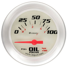 EQUUS E8464 2-5/8 Dia Oil Pressure Gauge Silver  0-100psi