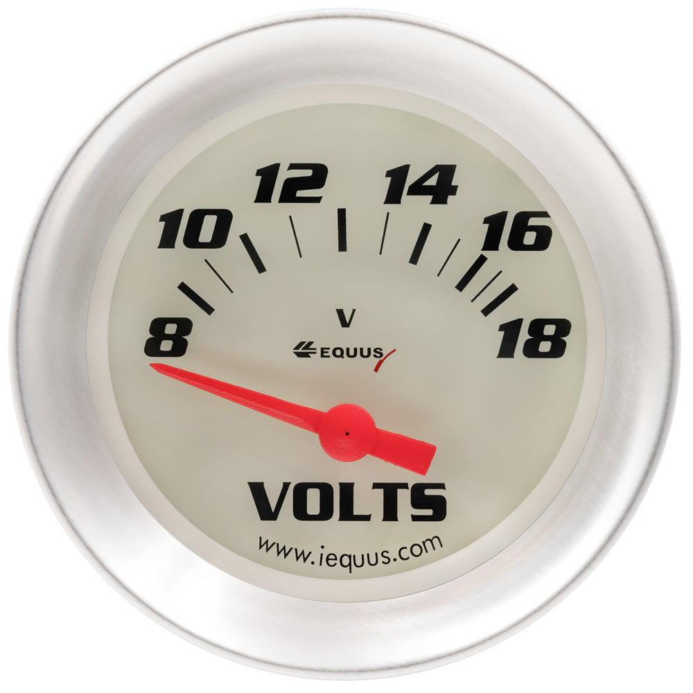 EQUUS E8468 2-5/8 Dia Voltmeter Gauge Silver 8-18 Volts