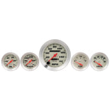 EQUUS E8500 5-Piece Gauge Set White Face/Silver Bezel