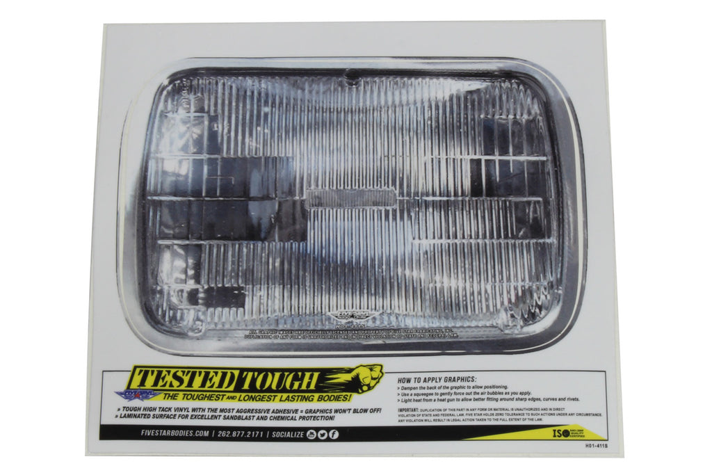 FIVESTAR H01-411S Univer. Headlight Decal 8in x  5.4in