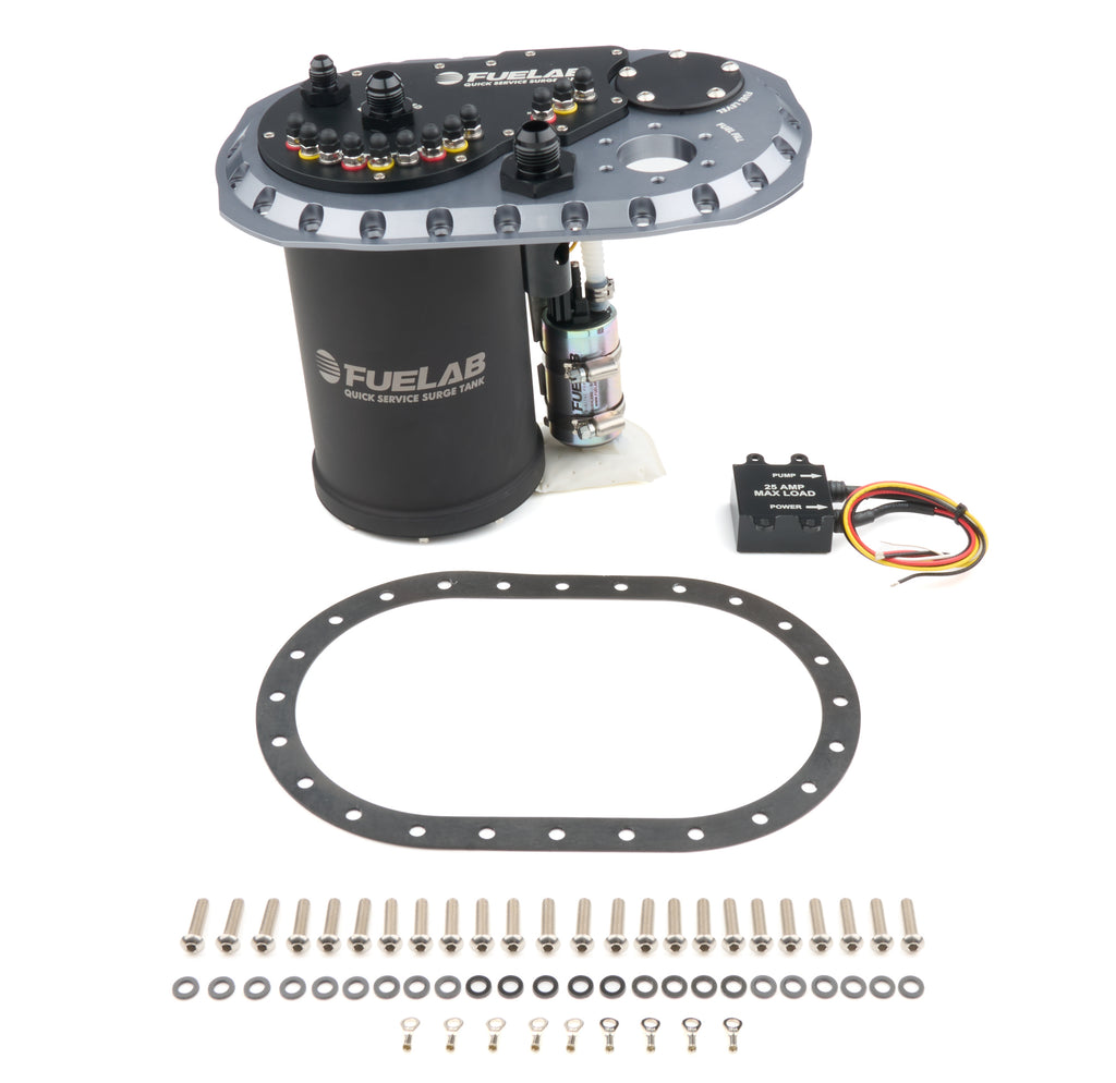 FUELAB FUEL SYSTEMS 62813-1 Fuelab FUEL SYSTEMS QSST Titanium Dual 340 Fuel Surge Tank, 2.0-2.1 L Capacity with 10 AN, 8 AN, and 12 AN O-Ring Fittings