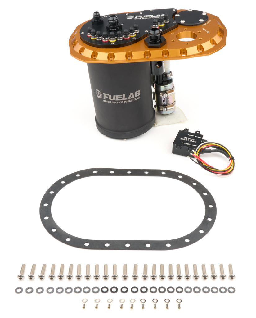 FUELAB FUEL SYSTEMS 62823-1 Fuelab Fuel Systems QSST Gold Dual 340 Fuel Pump Surge Tank (Part #62823-1)