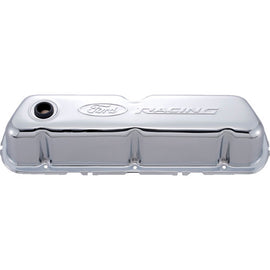 FORD 302-070 Chrome Steel Valve Cover Set w/Ford Racing Logo