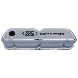 FORD 302-071 Chrome Steel Valve Cover Set w/Ford Racing Logo
