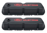 FORD 302-101 Black Steel Valve Cover Set w/Mustang Logo