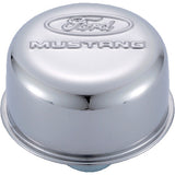 FORD 302-220 Chrome Steel Breather W/Ford Mustang Logo