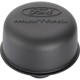 FORD 302-221 Black Steel Breather W/Ford Mustang Logo