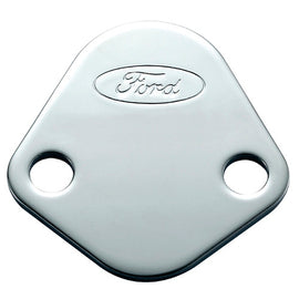 FORD 302-290 Fuel Pump Block-Off Plate Chrome w/Ford Logo
