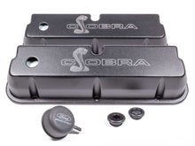 Load image into Gallery viewer, FORD M6582-LE302SBK SBF Valve Covers w/Cobra Logo Black