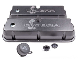 FORD M6582-LE302SBK SBF Valve Covers w/Cobra Logo Black