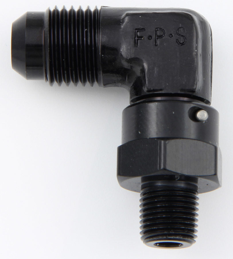 FRAGOLA 499162-BL #6 x 1/8 MPT 90 Deg Swivel Adapter Black