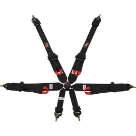 G-FORCE 7622BK 6pt Harness Camlock HNR Indiv P/U Black  FIA