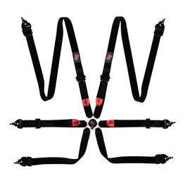 G-FORCE 7624BK Harness 6-pt Black 2in Indivd. Shlder P/U Lap
