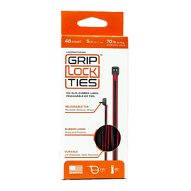 GRIP LOCK TIES G5-BKRD-X48 GRIP LOCK TIES 5-Inch Releasable Zip Ties Set of 48 with Red Rubber Lining
