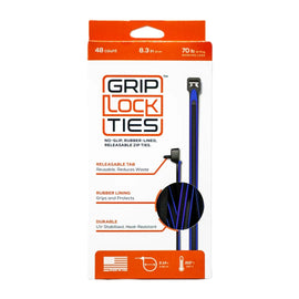 GRIP LOCK TIES G8-BKBU-X48 Grip Lock Ties 8-Inch Releasable Zip Ties - Black and Blue Nylon Cable Ties Set of 48