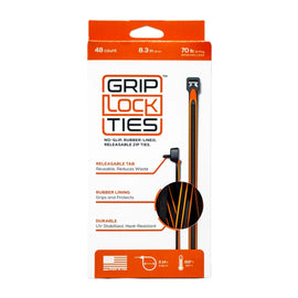 GRIP LOCK TIES G8-BKOG-X48 Grip Lock Ties 8-Inch Releasable Zip Ties - Black and Orange Nylon Cable Ties Set of 48