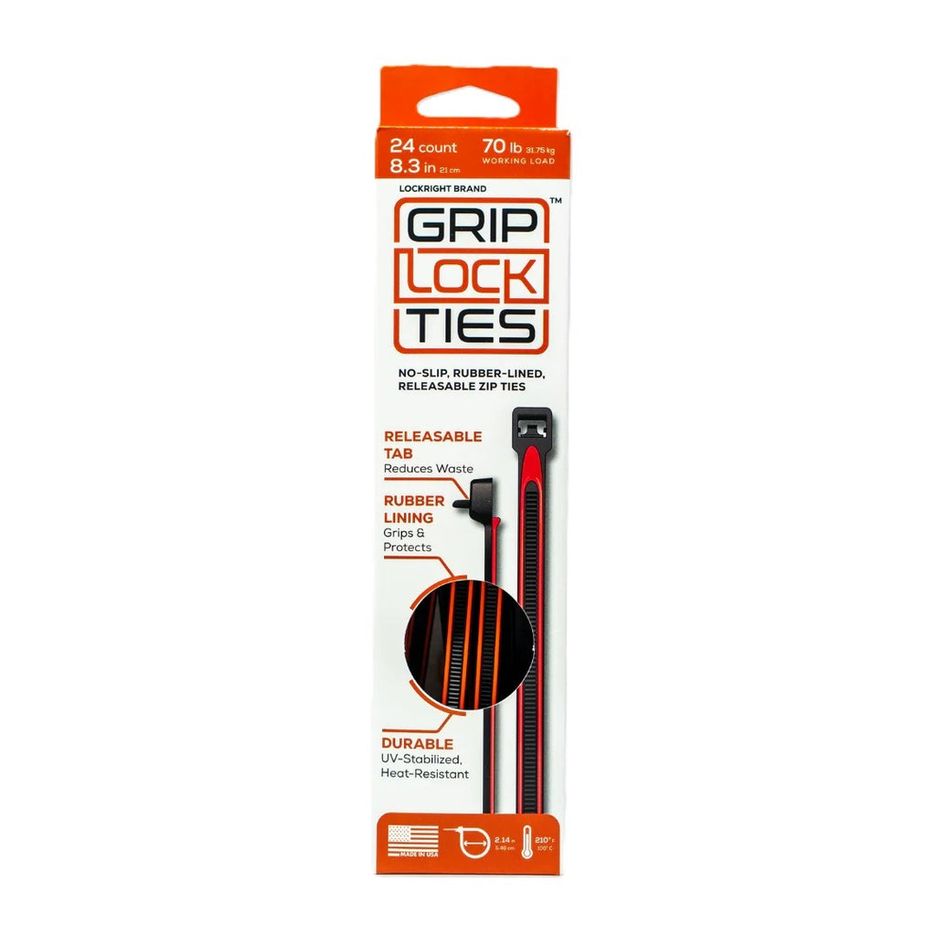 GRIP LOCK TIES G8-BKRD-X24 GRIP LOCK TIES 8-Inch Releasable Zip Ties in Black and Red, 24-Pack