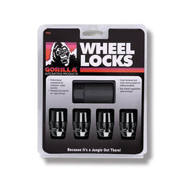 GORILLA 71641NBC Wheel Locks Acorn Black Chrome 14mm x 1.50 4Pack