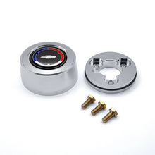 Load image into Gallery viewer, GRANT 5932 Grant Billet Horn Button Chevrolet Hi-Rise Blue Red White Bowtie Aluminum Polished for 3-Bolt Steering Wheels