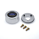 GRANT 5933 Grant Billet Horn Button for Ford - Hi-Rise Black and Blue Aluminum with Ford Oval Logo - Fits 3-Bolt Steering Wheels