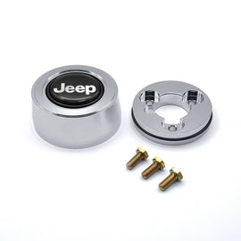 GRANT 5934 Grant Billet Horn Button for Jeep - Hi-Rise Black and Silver Aluminum with Jeep Logo - 3-Bolt Steering Wheel Accessory Part #5934
