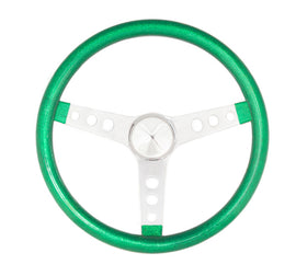 GRANT 8462 Steering Wheel Mtl Flake Green/Spoke Chrm 15