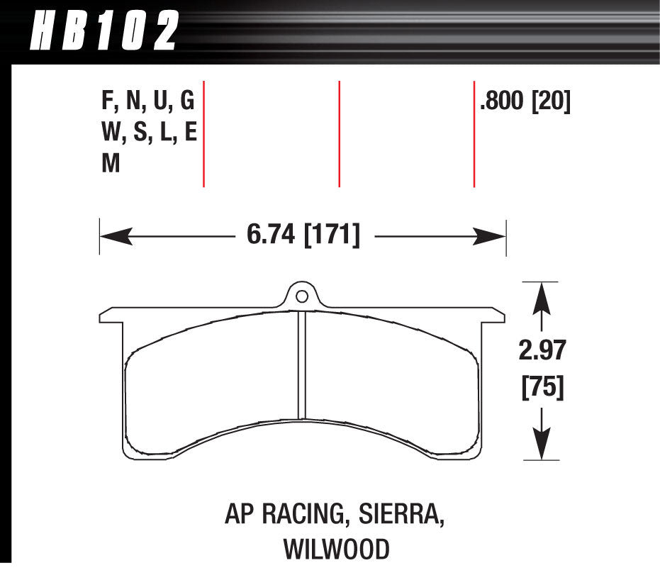 HAWK BRAKE HB102U800 Wilwood GN AP DTC-70