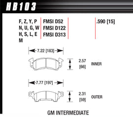 HAWK BRAKE HB103F590 Performance Street Brake Pads (4)