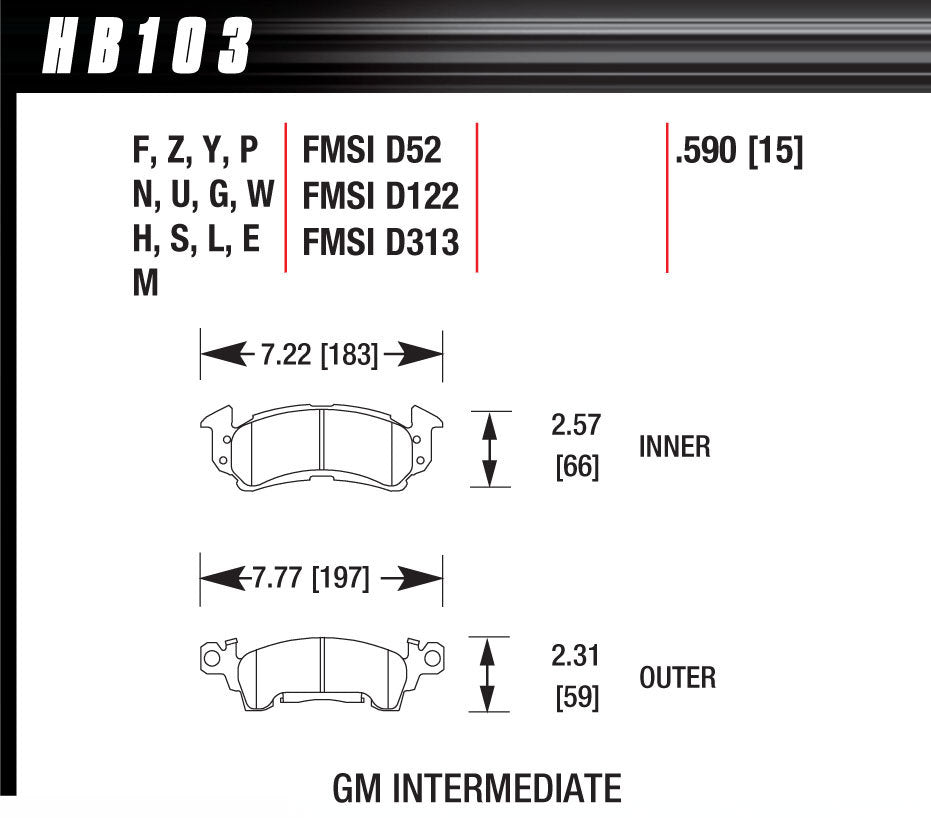 HAWK BRAKE HB103G590 Full Size GM DTC-60