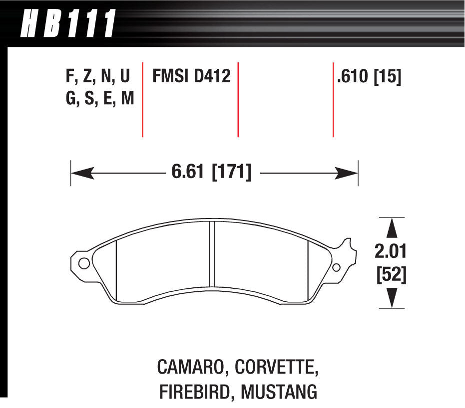 HAWK BRAKE HB111F610 Performance Street Brake Pads (4)