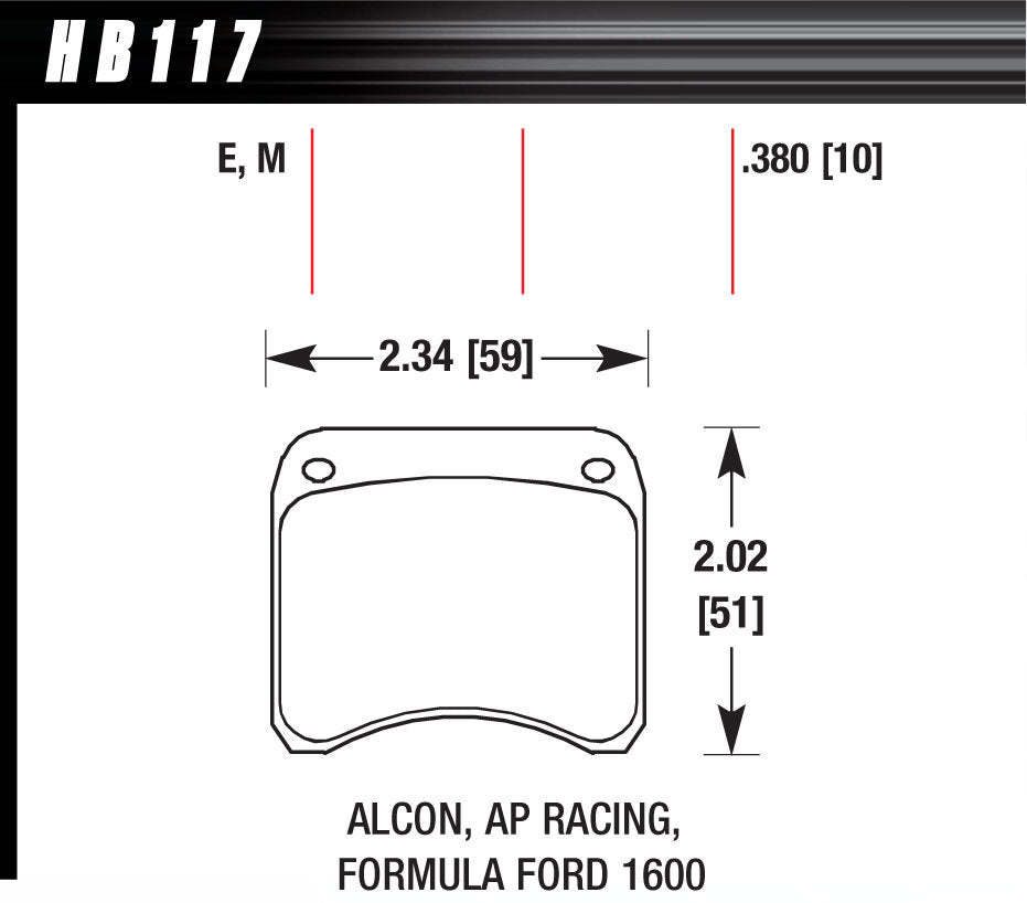 HAWK BRAKE HB117E380 BRAKE PAD AP RACING REAR CALIPER BLUE 9012