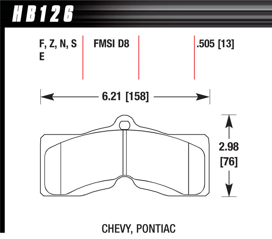 HAWK BRAKE HB126F505 Performance Street Brake Pads (4)