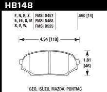Load image into Gallery viewer, HAWK BRAKE HB148E.560 Hawk Brake HB148E.560 Blue 9012 Front Brake Pads for 1991-1994 Mazda Miata