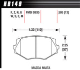 HAWK BRAKE HB149N505 Street Brake Pads Front Miata HP Plus