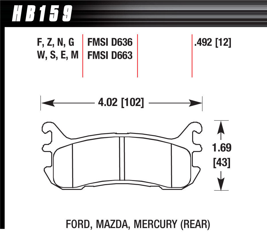 HAWK BRAKE HB159E492 Street Brake Pads Rear Miata Blue