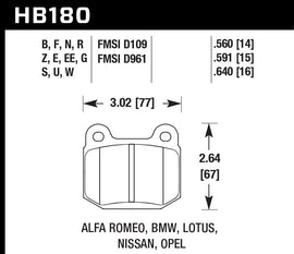 HAWK BRAKE HB180B.560 Street Brake Pads Rear WRX HPS 5.0