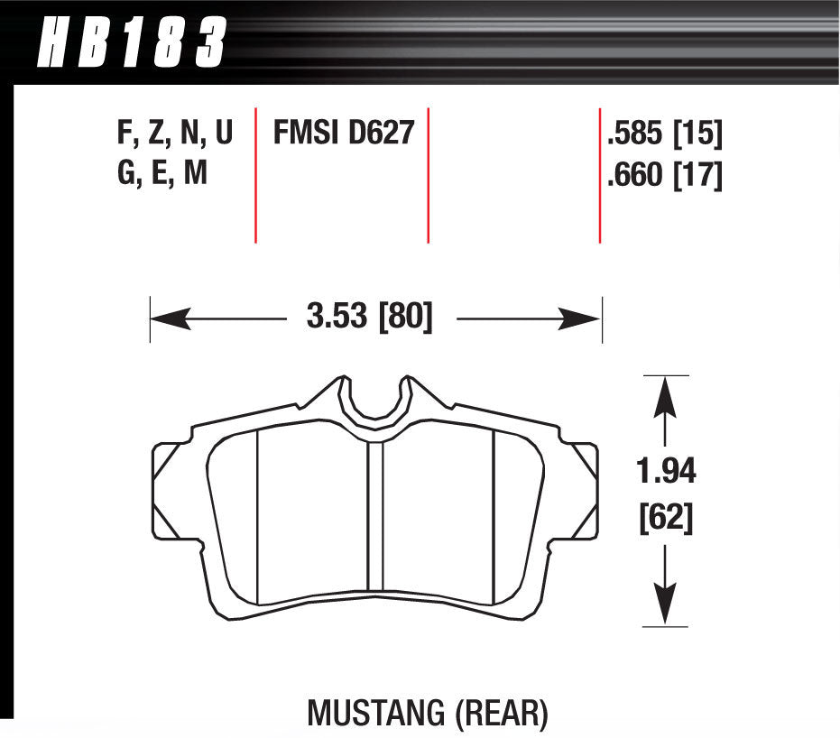 HAWK BRAKE HB183N585 Performance Street Brake Pads (4)