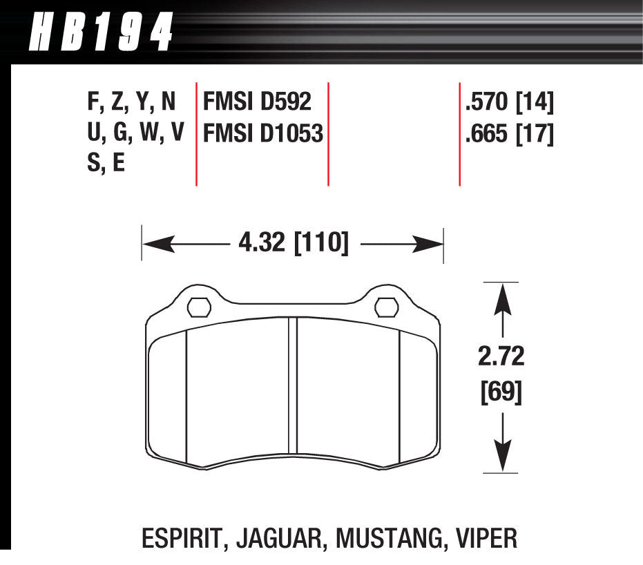 HAWK BRAKE HB194F570 Performance Street Brake Pads