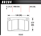 HAWK BRAKE HB204N615 Brake Pads Volvo Front HP Plus