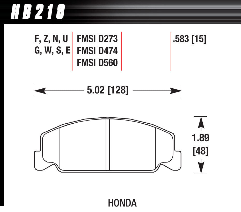 HAWK BRAKE HB218E583 Brake Pad Front Honda Blue Compound