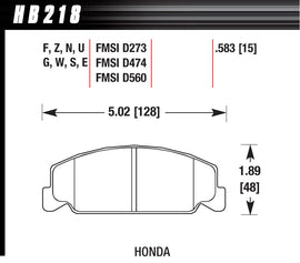 HAWK BRAKE HB218E583 Brake Pad Front Honda Blue Compound