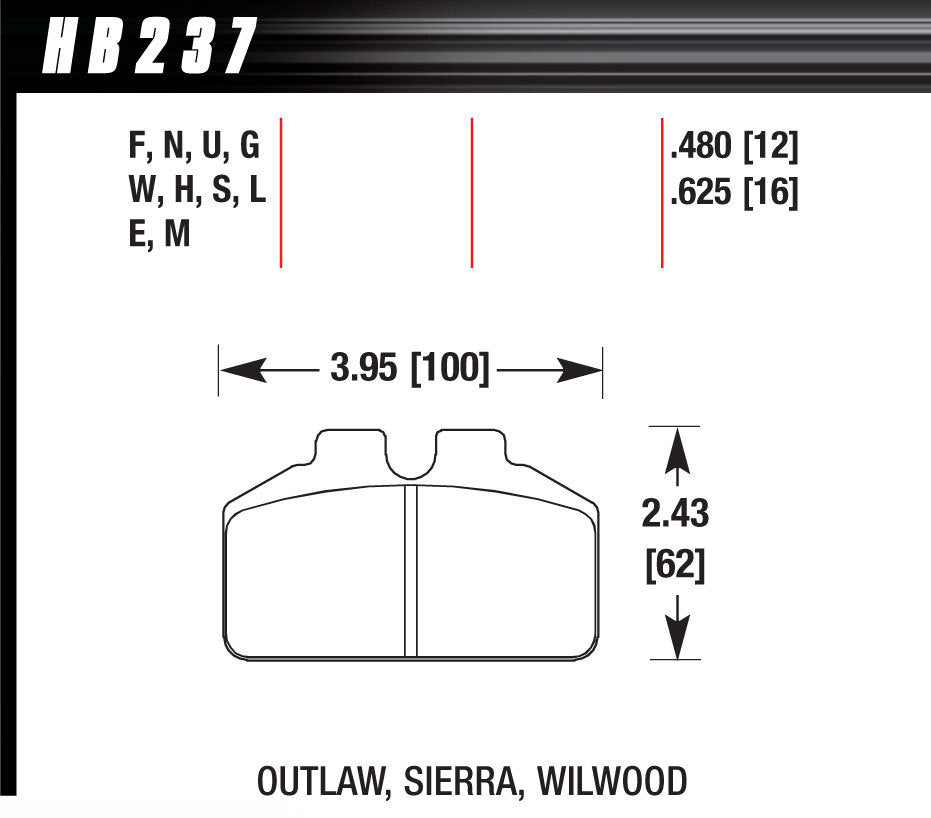 HAWK BRAKE HB237W625 DL Bridgebolt DTC-30