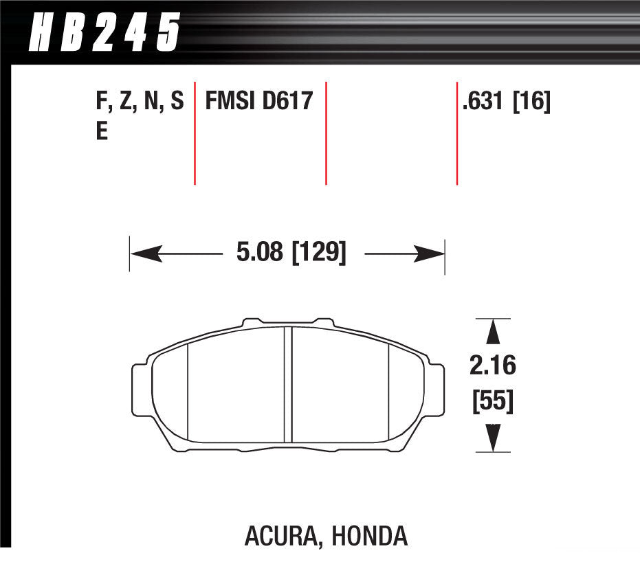 HAWK BRAKE HB245F.631 Hawk Performance Street HPS Brake Pads HB245F.631 Front Set for Acura and Honda