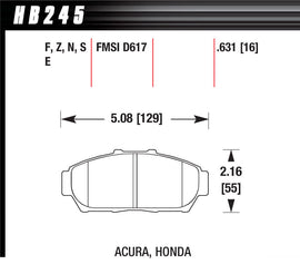 HAWK BRAKE HB245N.631 Hawk Performance Street HP Plus Front Brake Pads HB245N.631 for Acura and Honda 1993-2001