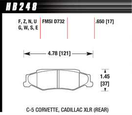 HAWK BRAKE HB248N650 Performance Street Brake Pads (4)