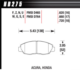 HAWK BRAKE HB275F620 Performance Street Brake Pads (4)