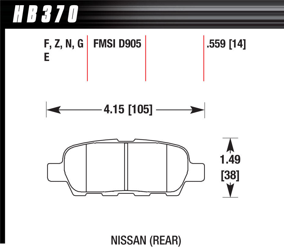 HAWK BRAKE HB370F559 Performance Street Brake Pads (4)