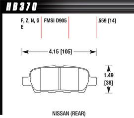 HAWK BRAKE HB370N559 Brake Pad HP Plus Nissan Rear